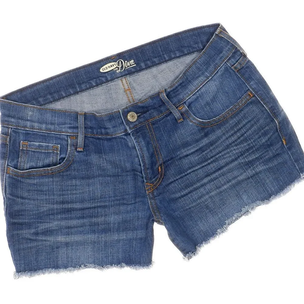 Old Navy Shorts Womens Size 4 W30 Blue Jean Diva Raw Hem Denim Stretch